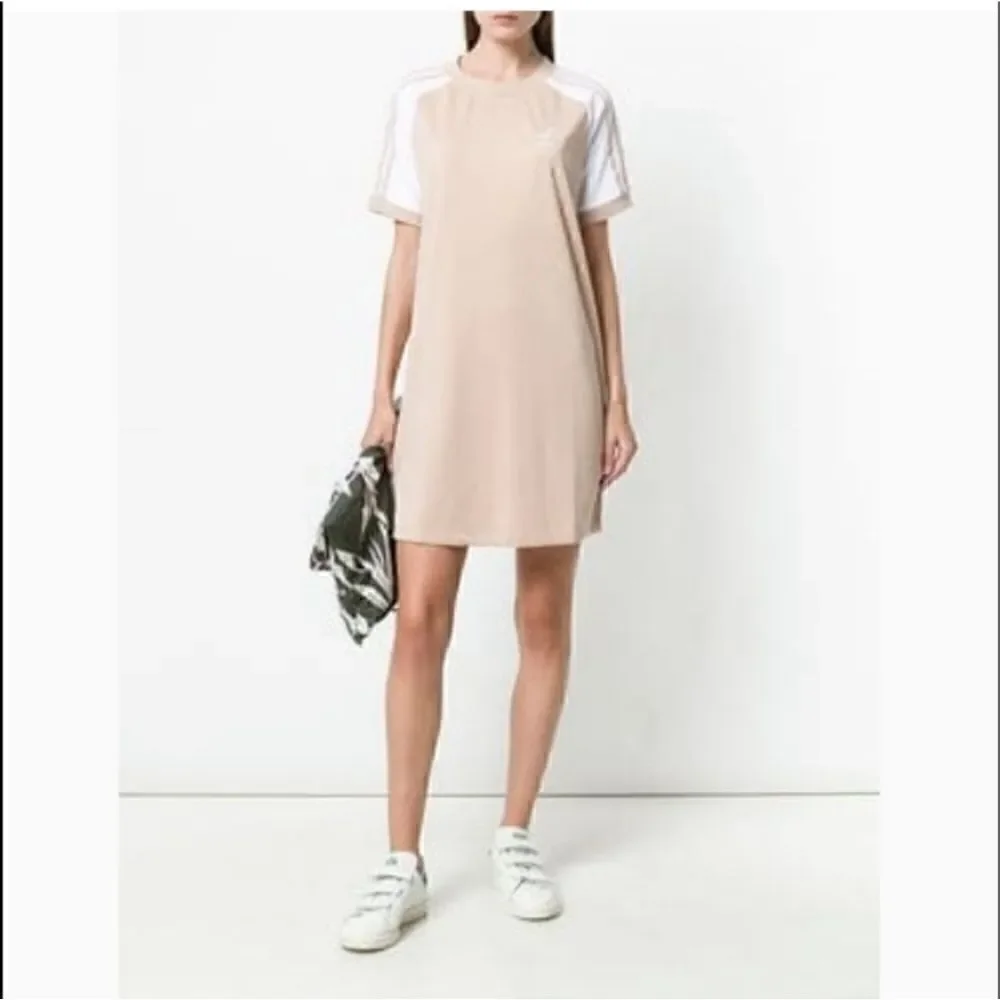 Adidas tan 3 stripe raglan dress